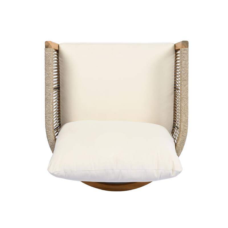 Christopher Knight Home - Valencia Acacia Wood Patio Club Chair with Woven Rope Accents