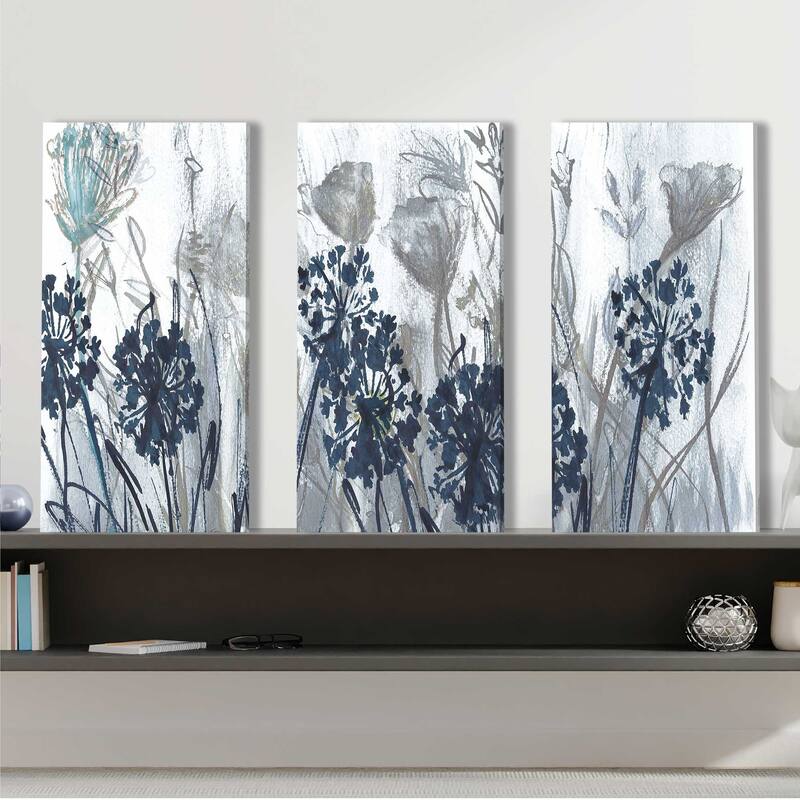 "Indigo Field" by Susan Jill 3 Piece Set on Canvas