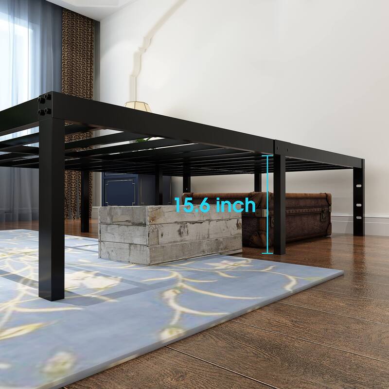 3600lbs Heavy Duty Reinforced Platform, 18 Inch Tall Mattress Foundation, Steel Slats Support Bed Frame with Underbed Storage