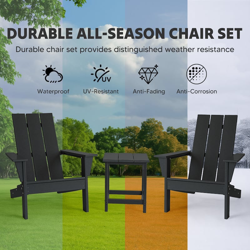 3-Piece Adirondack Chair Set with Table,HDPE All-Weather Resistant,Outdoor Chair for Patio,Garden,Poolside