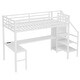 preview thumbnail 16 of 21, Stairway High Loft Bed with L-shaped Desk and Built-in Wardrobe, Metal Twin XL Loft Bed with Adjustable Shelves, LED and USB