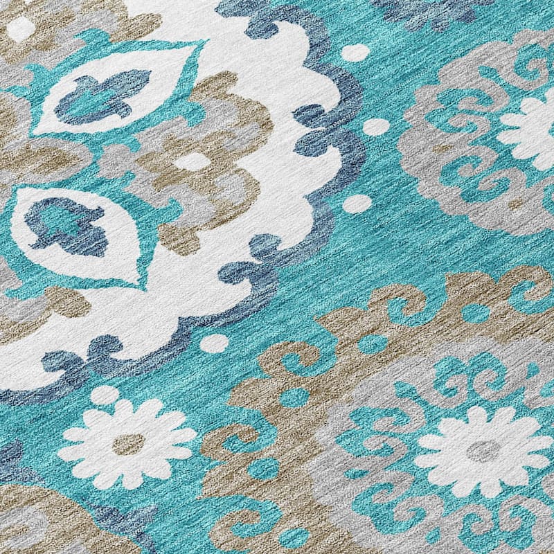 HomeRoots Floral Medallion Transitional Rectangle Outdoor Rug