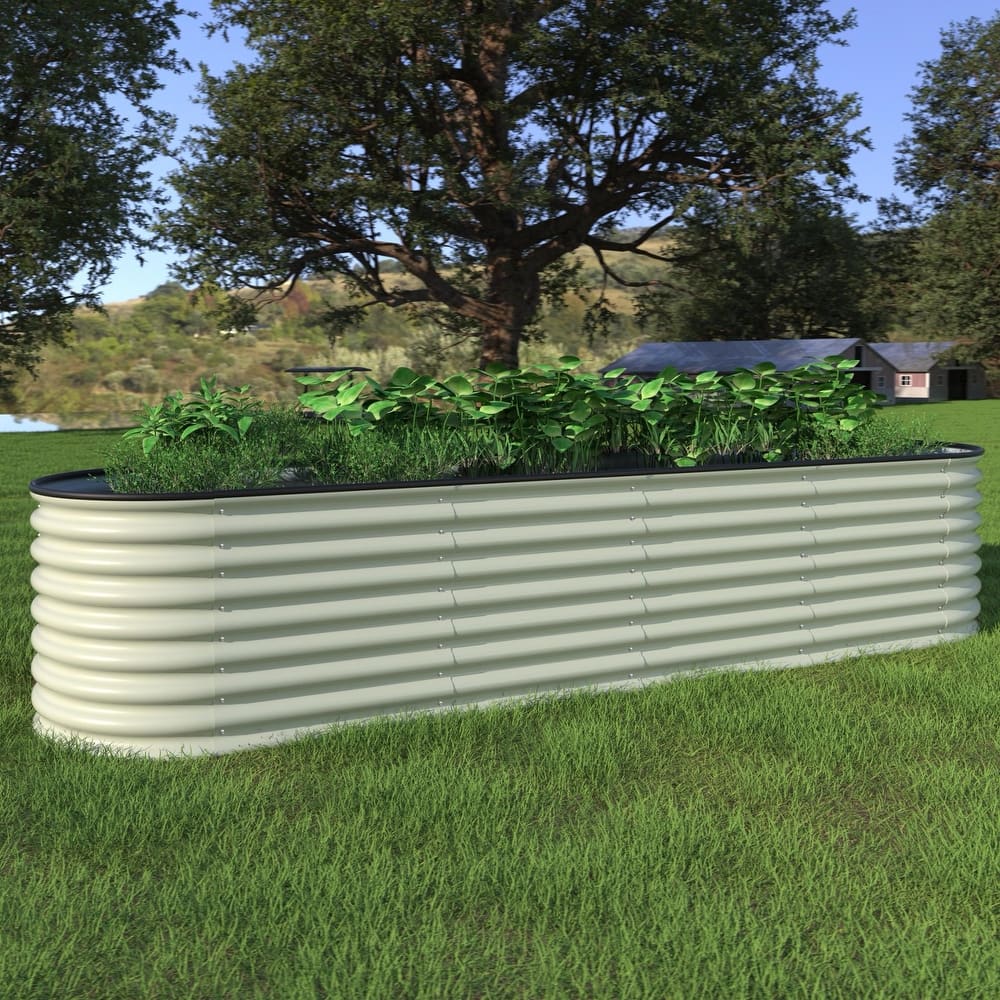 VEIKOUS 23.1''H Metal Galvanized Raised Garden Bed 9-in-1 Modular Outdoor Planter Box