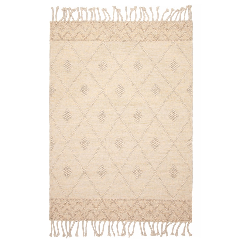ECARPETGALLERY Braid weave Sienna Beige Wool Rug - 5'3 x 7'5 - Beige - 5'3 x 7'5