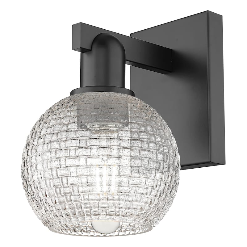 Innovations Lighting 716-1W-10-6 Athens Sconce Athens 10" Tall Wall - Matte Black / Clear Basketweave