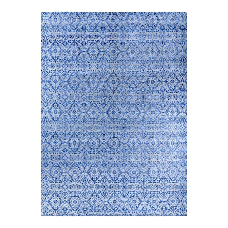 Ikat One-of-a-Kind Handmade Area Rug, Blue - 9' 0" x 12' 4"