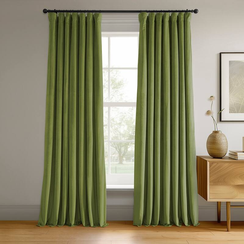 Exclusive Fabrics Signature Blackout Velvet Curtain (1 Panel) - 50 X 108 - Basque Green
