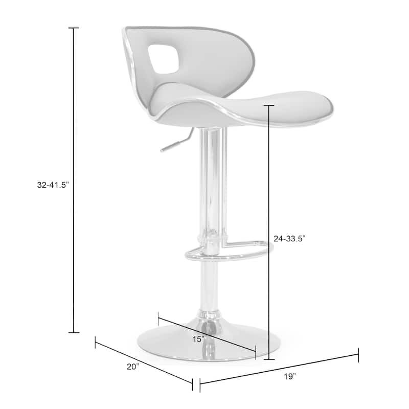 Adria White/Black/Grey Chrome Frame Adjustable Height Swivel Bar Stools (Set of 2)