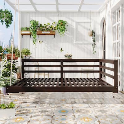 Country Patio Wooden Twin Size Swing Daybed Porch Swing Frame