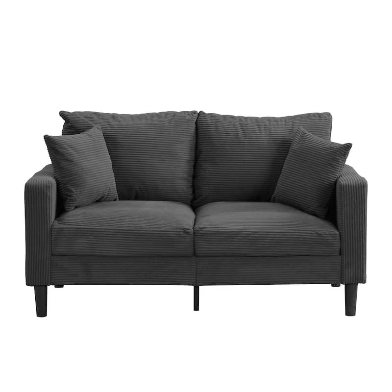 5-Seat Corduroy Sofa Set (3-Seater + 2-Seater) with High-Density Sponge Cushions & Sturdy Hardwood Frame