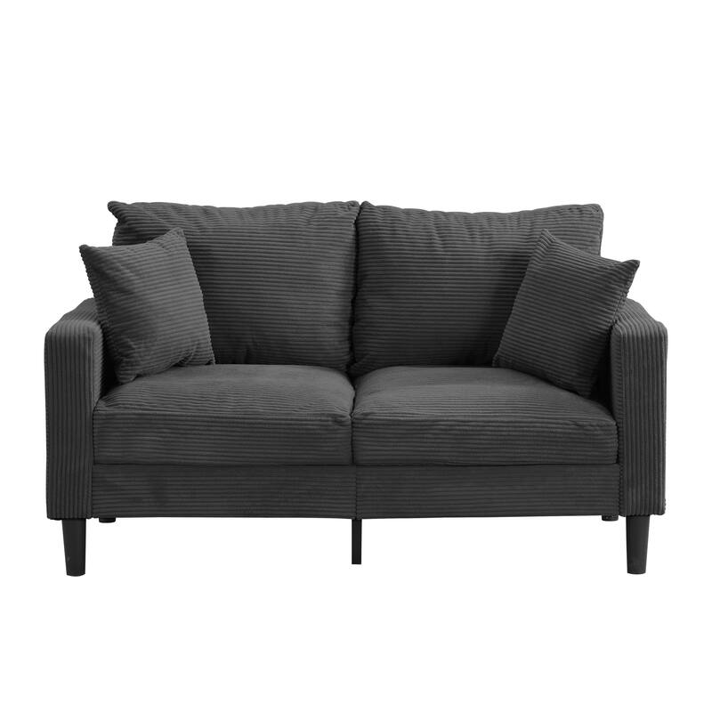 Resilience Loveseat Sofa, Wooden Frame 2 Seat Sofa - Dark Grey