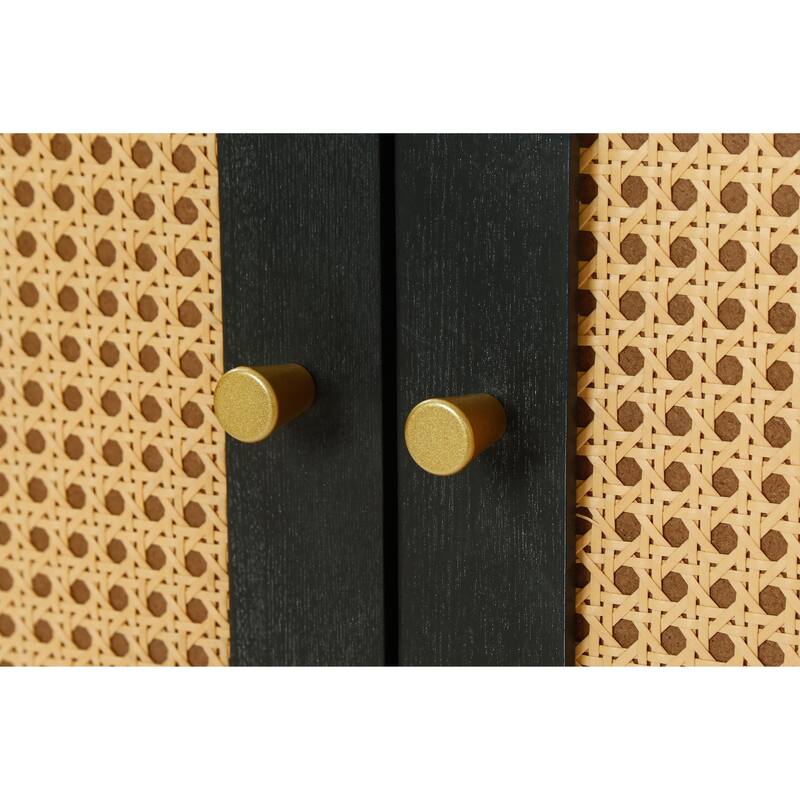 Handcrafted Rattan Door Sideboard with Adjustable Shelves