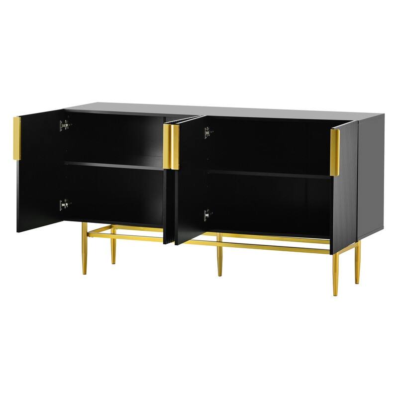 Modern Accent Cabinet with 4 Doors and Adjustable Shelves, Sideboard Buffet Storage Cabinet for Living Room, Entryway