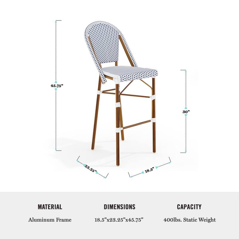 Martha Stewart 2PK All-Weather Stackable Patio Bistro Bar Stools - 18.5"W x 23.25"D x 45.75"H
