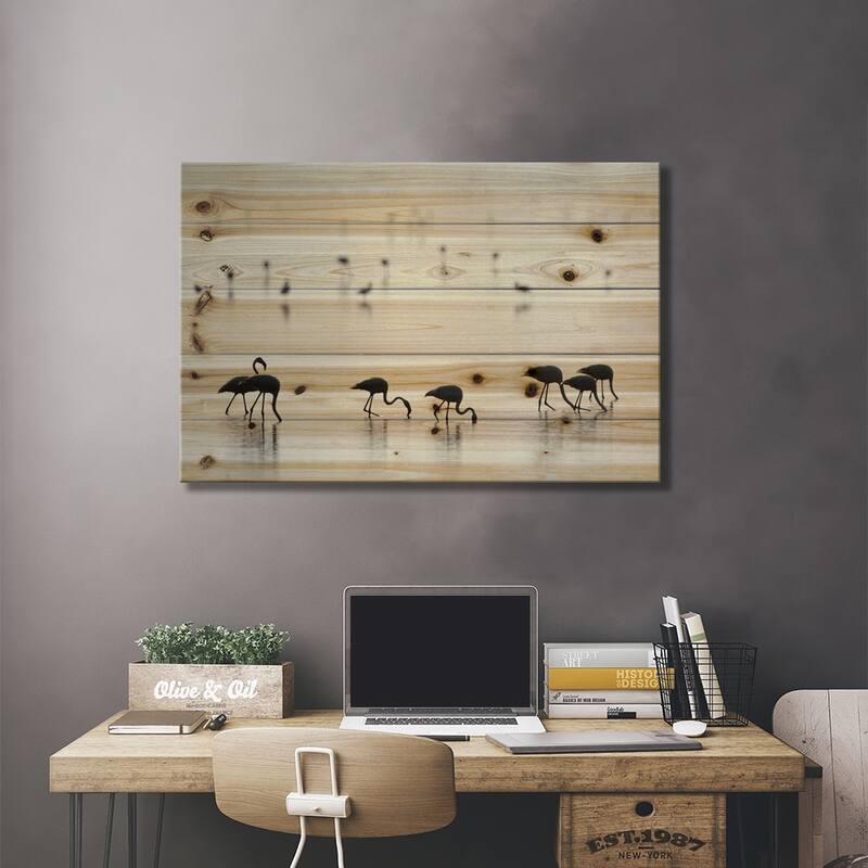 Greater Flamingos II, Ngorongoro Conservation Area, Crater Highlands, Arusha Region, Tanzania Print On Wood by Panoramic Images
