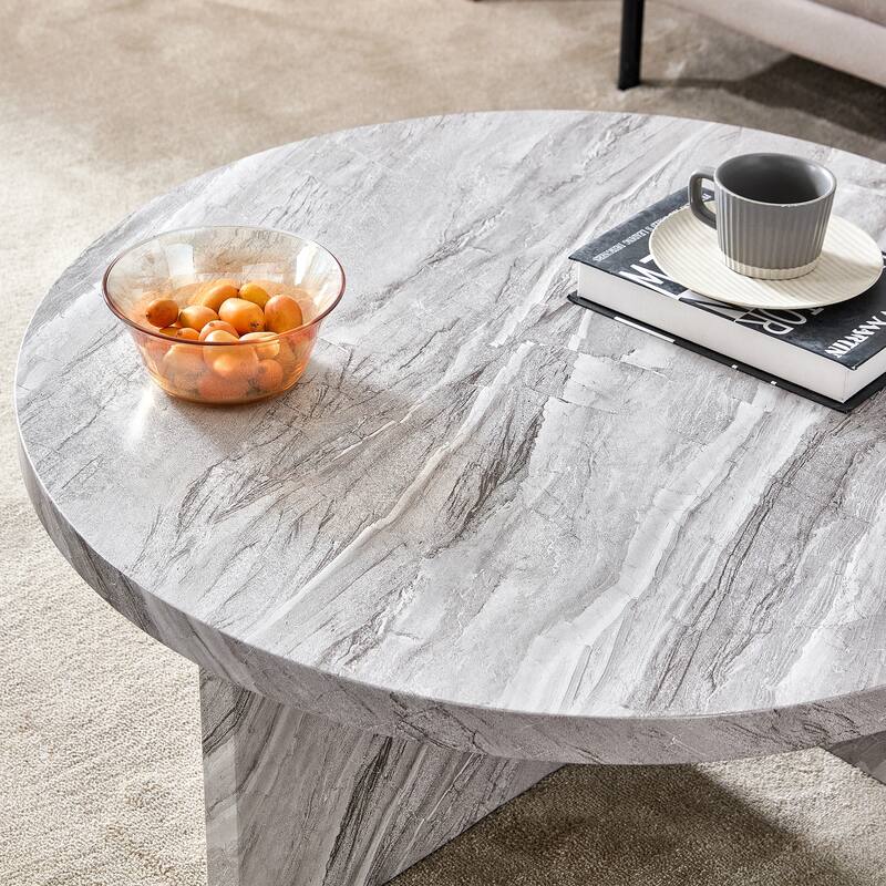 31.4-inch MDF Circular Patterned Coffee Table