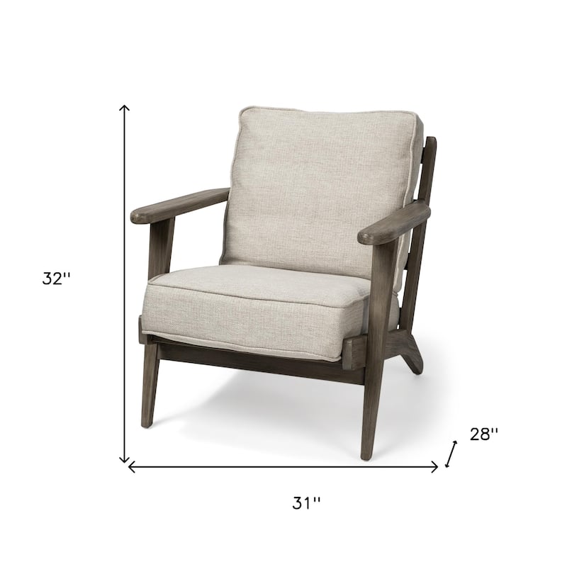 HomeRoots 31" Cream and Brown Fabric Lounge Chair - 31' X '32' X '28