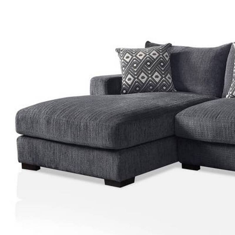 L Shaped Sectional with T Cushioned Seat, Gray
