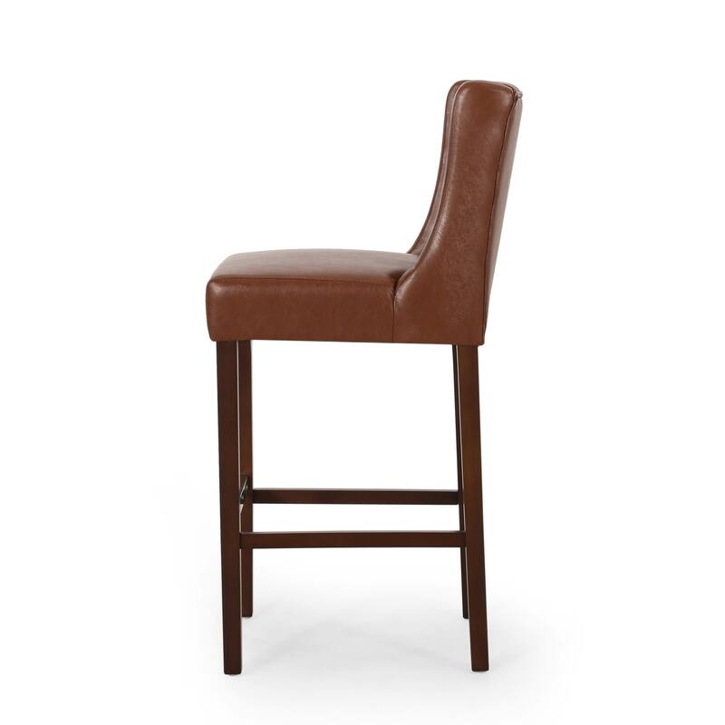 30" Modern Set of 2 Bar Stools with Button-Tufted Backrests Seats, Metal Legs, for Bar Dining Room and Living Room