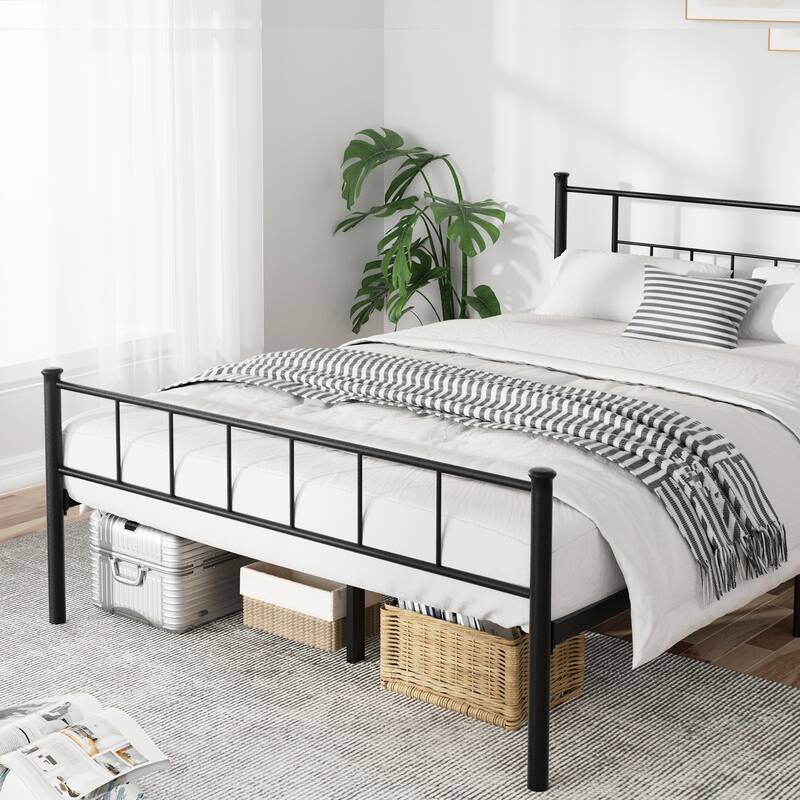 Futzca Metal Bed Frame with Headboard and Footboard