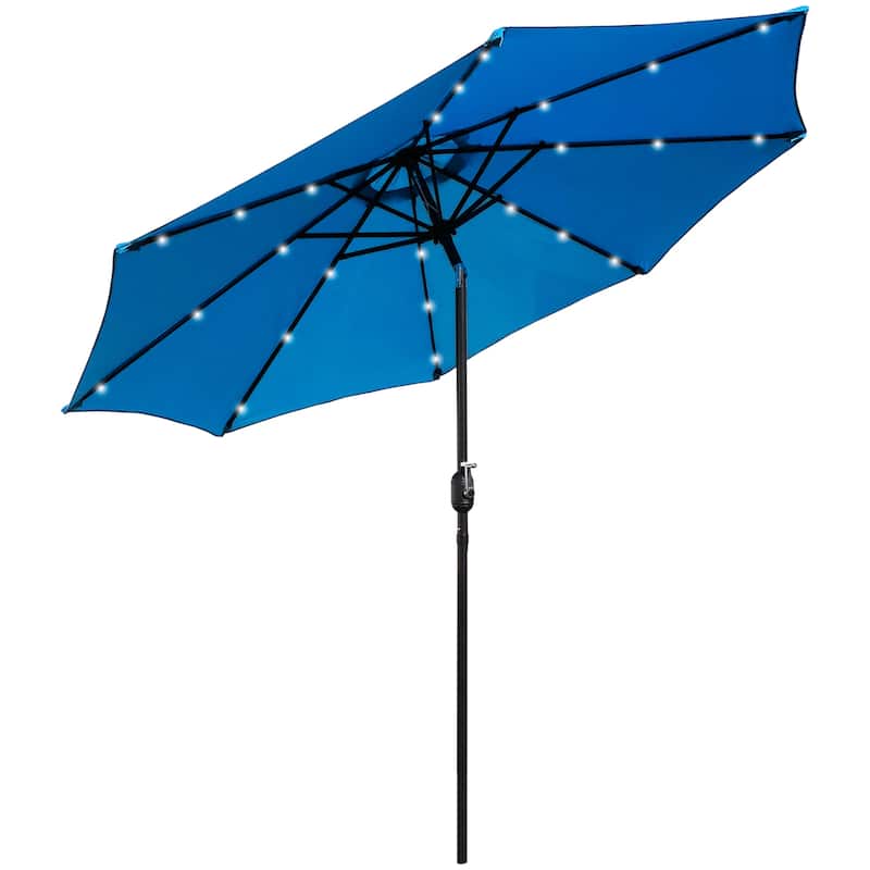Maypex 9-foot Solar Led Lighted Patio Umbrella with Crank and Tilt