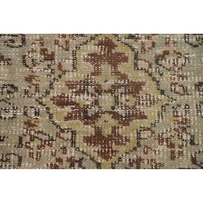 Light Green Anatolian Distressed Vintage Area Rug Handmade Wool Carpet - 5'6"x 9'2"