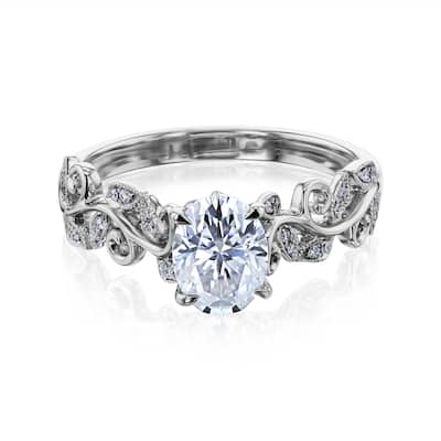 Kobelli 1.5 Carat Moissanite & Diamond 14k Solid White Gold Oval Floral Wreath Daphne Ring