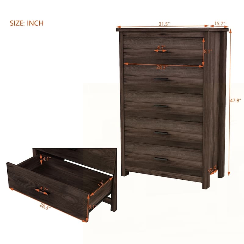 Wooden Dresser with 5 Drawer
