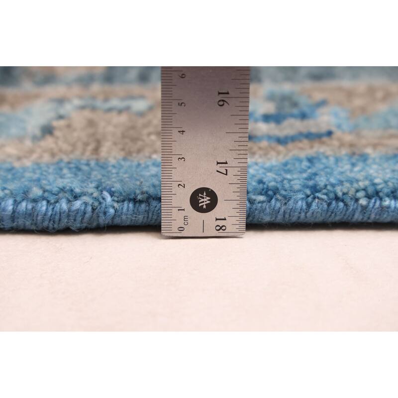 ECARPETGALLERY Hand-knotted Modern Oushak Blue Wool Rug - 9'1 x 11'10