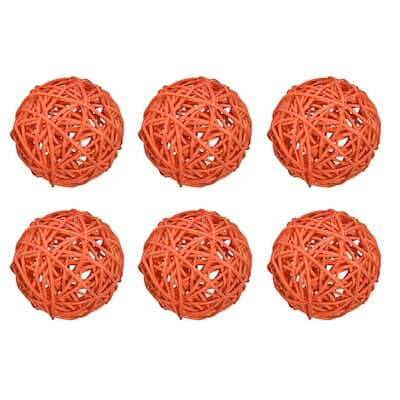 6 Pcs Wicker Rattan Balls 3.2 Inch Rattan Balls Vase Fillers