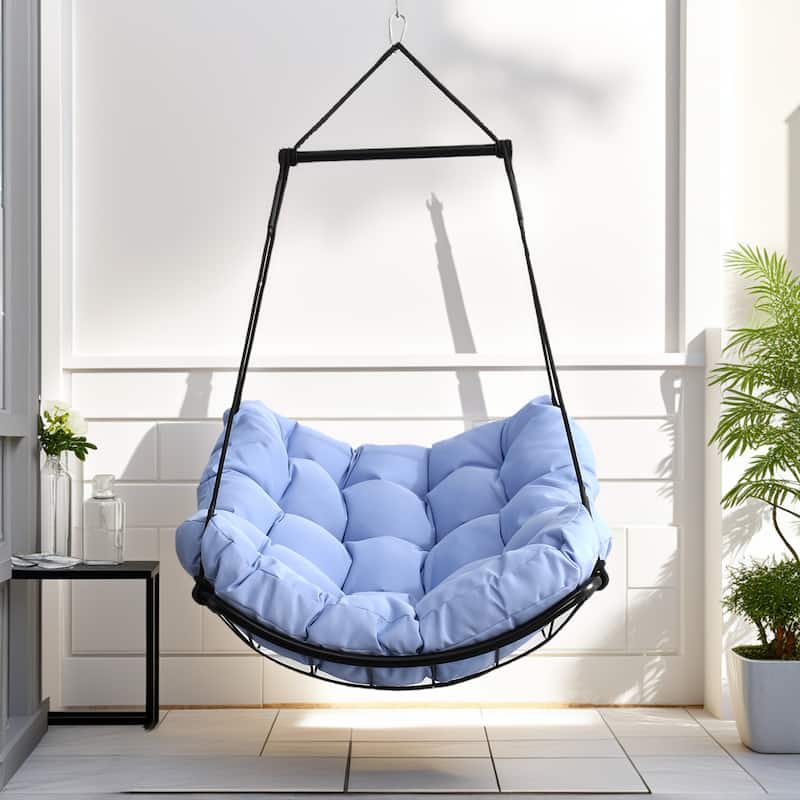 Luxury Hammock Chair Swing with Oversized Plush Cushion, Swivel Indoor/Outdoor Hanging Chair for Patio, Balcony, Bedroom