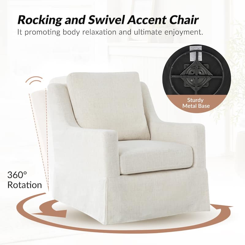 Stan Farmhouse Slipcover Rocking Swivel Chair by HULALA HOME