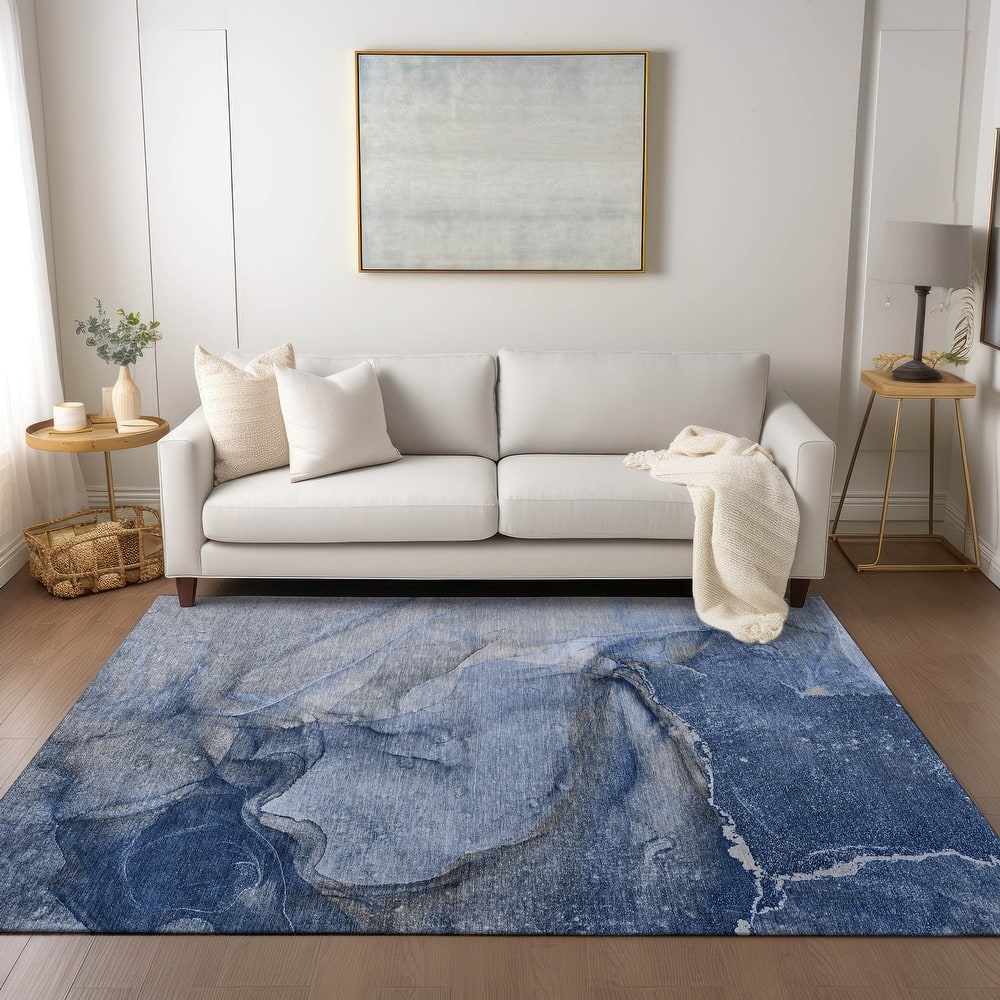 Machine Washable Indoor/ Outdoor Abstract Chantille Rug