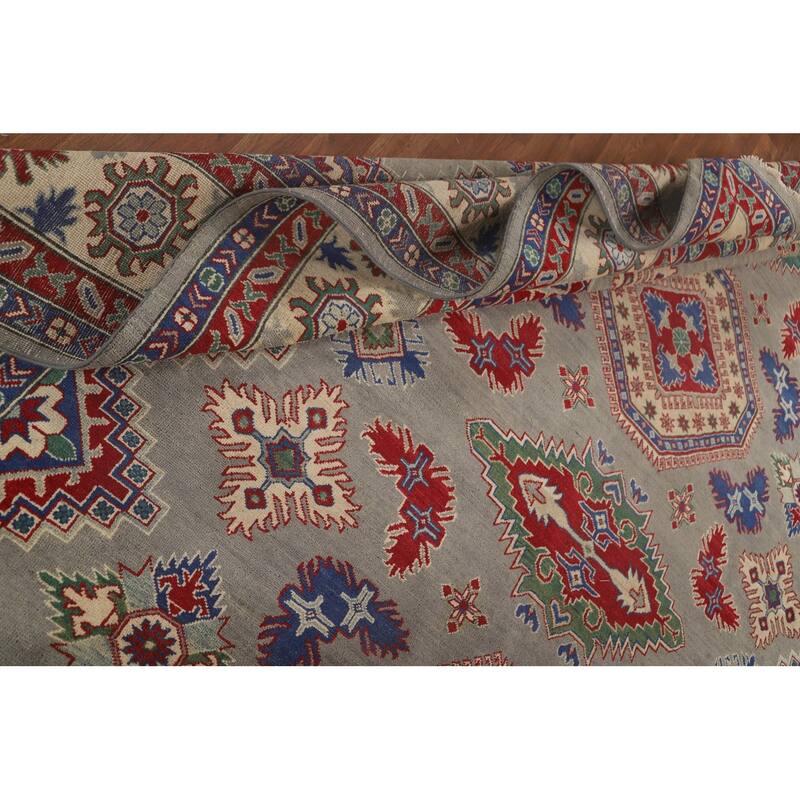 Large Geometric Kazak Oriental Area Rug Handmade Wool Carpet - 9'9" x 13'9"