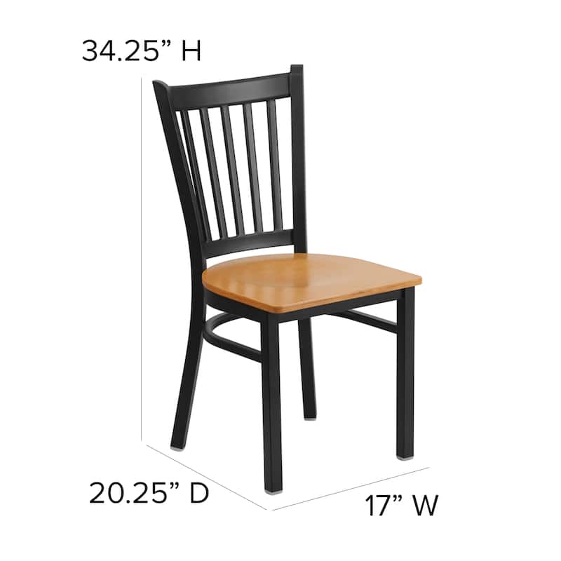 Vertical Back Metal Restaurant Chair - 17"W x 20.25"D x 34.25"H