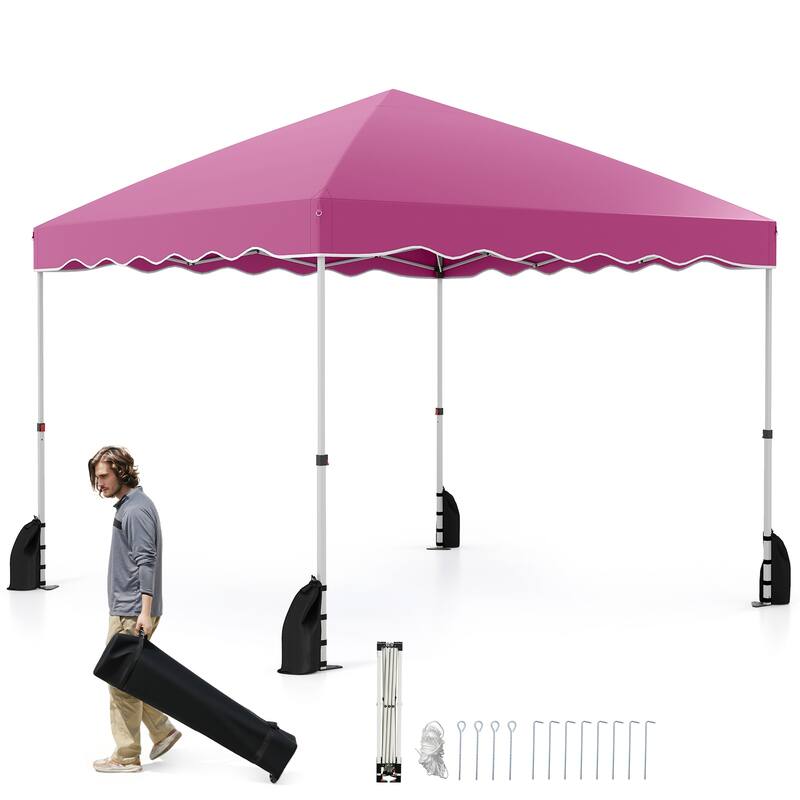Gymax 10 X 10 FT Pop up Canopy Tent Portable Foldable Patio Shelter w/ - Pink