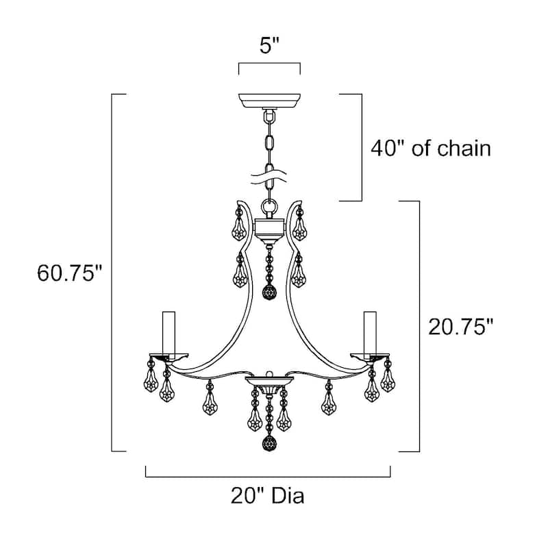 Chrome Finish 5-Light Candle Style Chandelier with Crystal Hanging