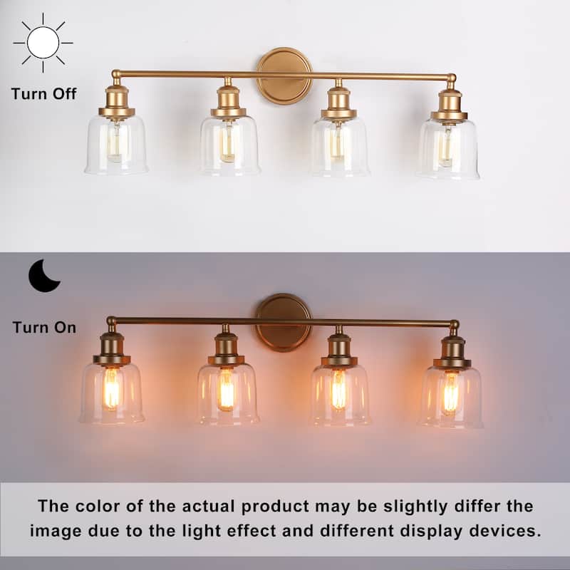 Ciare Modern Gold 4-light Bathroom Vanity Light Dimmable Glass Wall Sconces - Rose Gold 4-light - L 30" x W 7" x H 10"