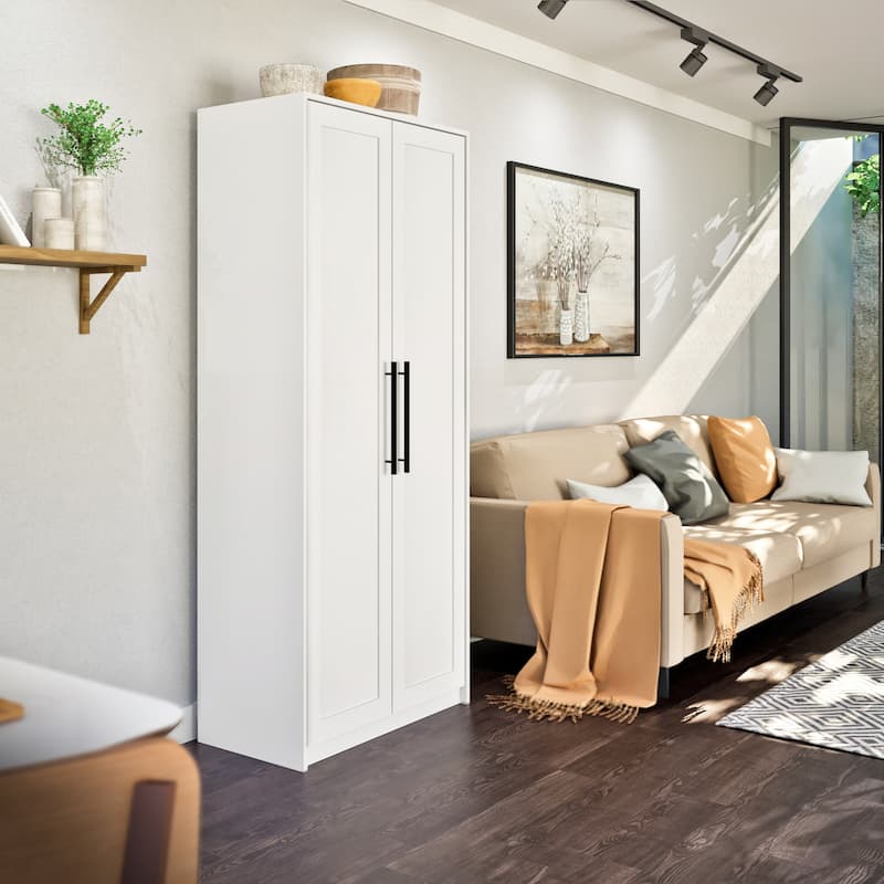 Prepac Elite Premium Home Storage Cabinet with Panel Doors 16" D x 32" W x 72" H - 32 in W x 72 in H x 16 in D