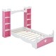 preview thumbnail 6 of 6, Dreamy Twin Size Platform Castle-Shaped Wooden Bed with Bookshelf