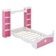 preview thumbnail 4 of 17, Twin Size Castle-Shaped Kids Platform Bed Frame with 2 Storage Bookshelf, Wooden Dreamy Princess Bed