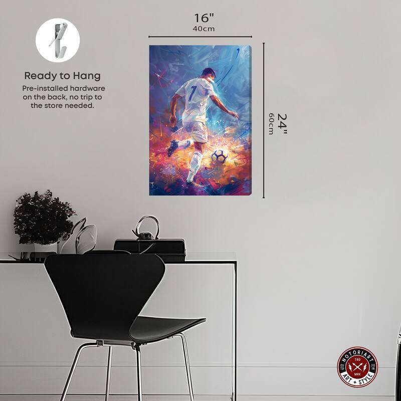 Notoriart Bold And Colorful Soccer Player Ii Gallery Wrapped Soccer 1 Piece Canvas Wall Art