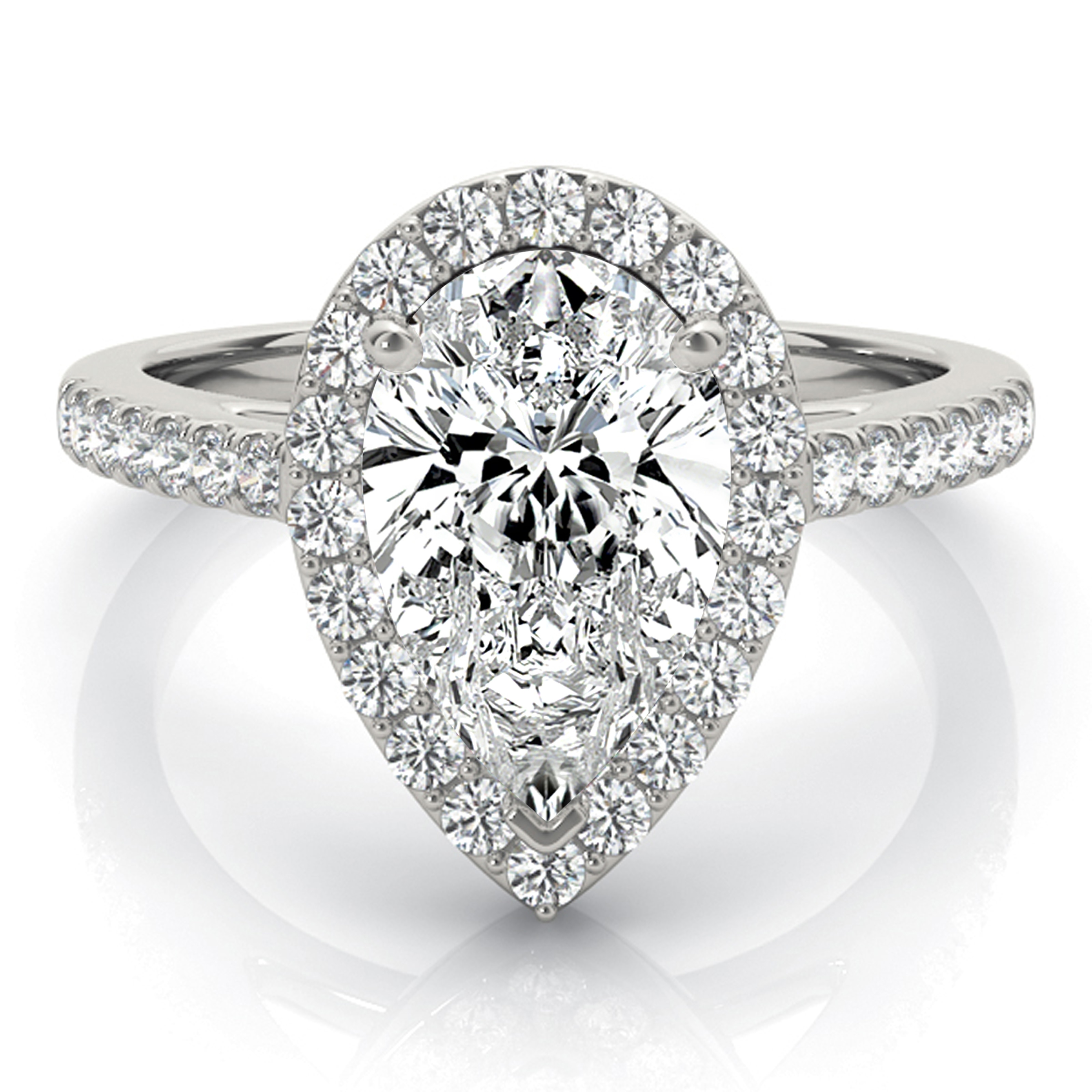 Auriya 14k White Gold Lab Grown Pear Diamond Halo Engagement Ring 0.50 to 5.00 ct. tw. (F-G VS)