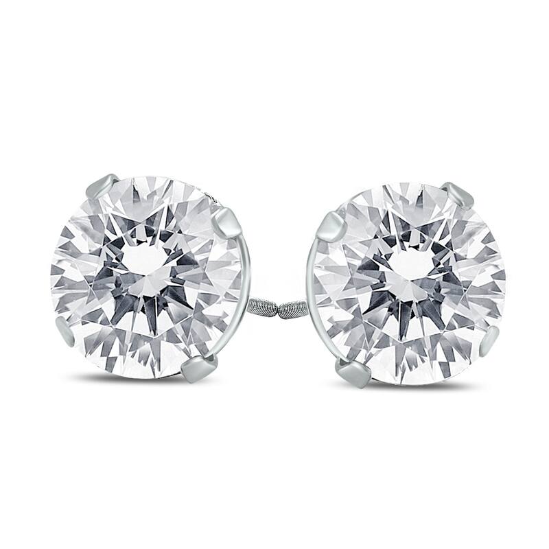 Marquee 1 1/2 Carat TW Diamond Solitaire Earrings in 14K White Gold (H-I Color, I1-I2 Clarity)
