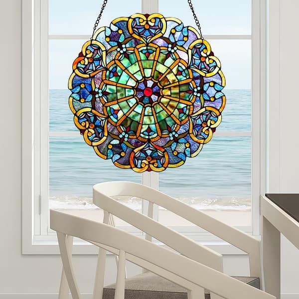 Vintage Foil Art Stained Glass in Geometric/modern Design 