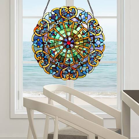 Stained Glass Webbed Heart 22" Window Panel