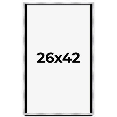 26x42 Shadow Box Frame Silver | 1.375 Inches Deep Real Wood