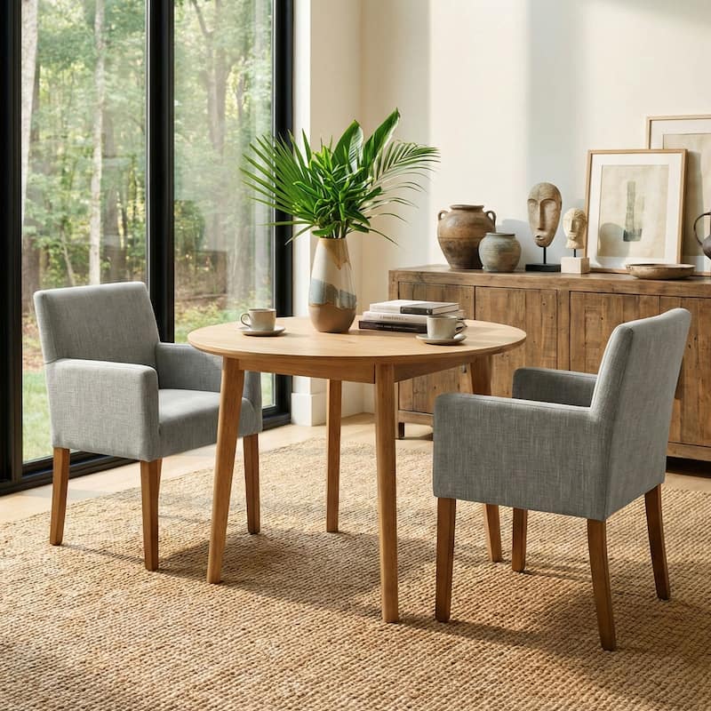 Linen Upholstered Armchair(Set of 2) - Grey