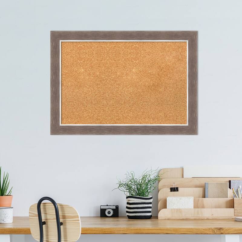 Noble Mocha Framed Natural Corkboard Bulletin Board