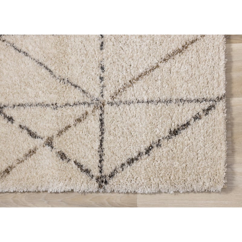 Lush Collection - Cream/Grey Geometric Rug